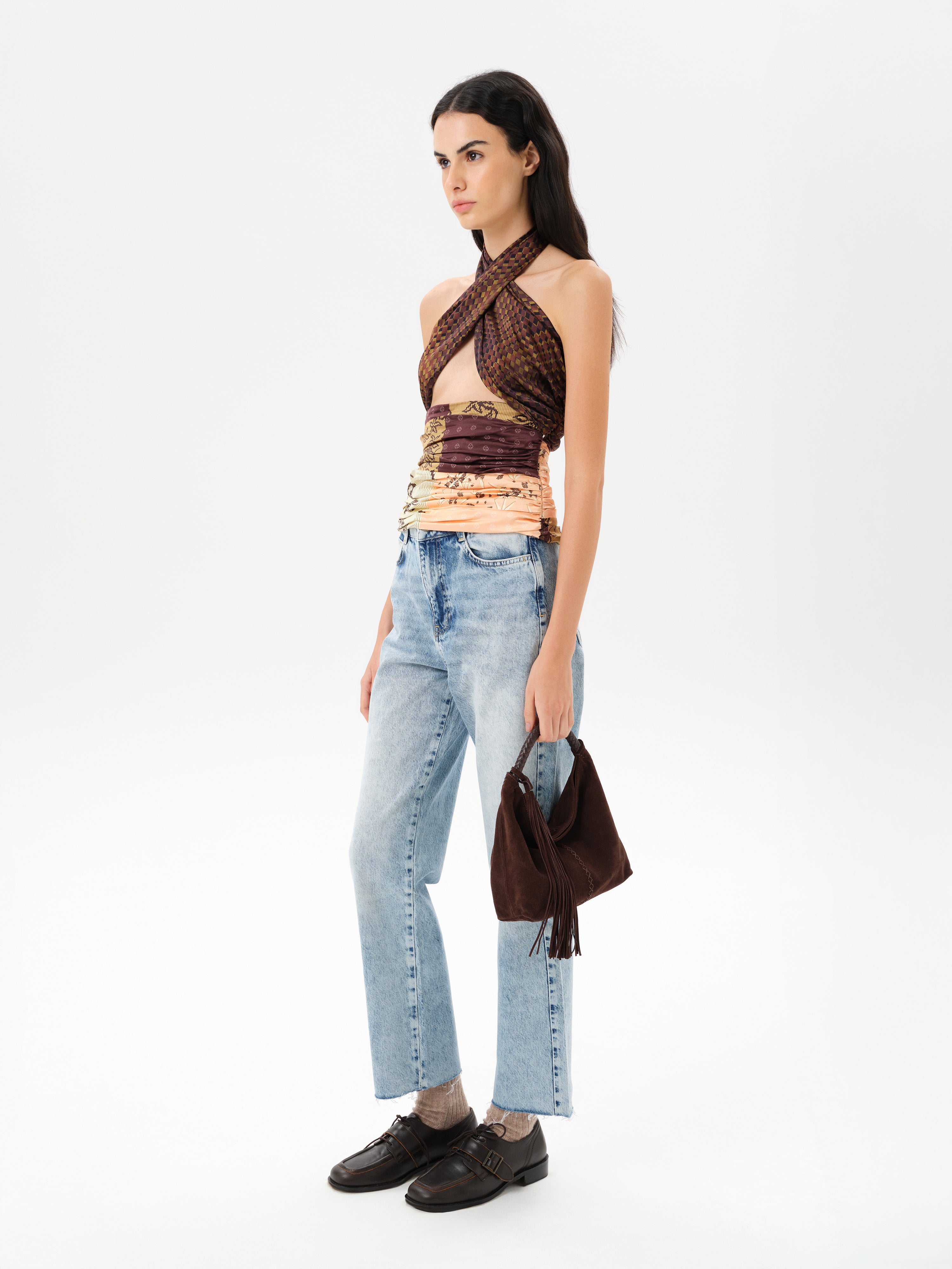 IZZY - Multi-pattern patchwork halter top