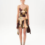 JAZ - Patchwork mini dress with ruffles