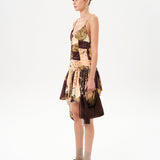 JAZ - Patchwork mini dress with ruffles