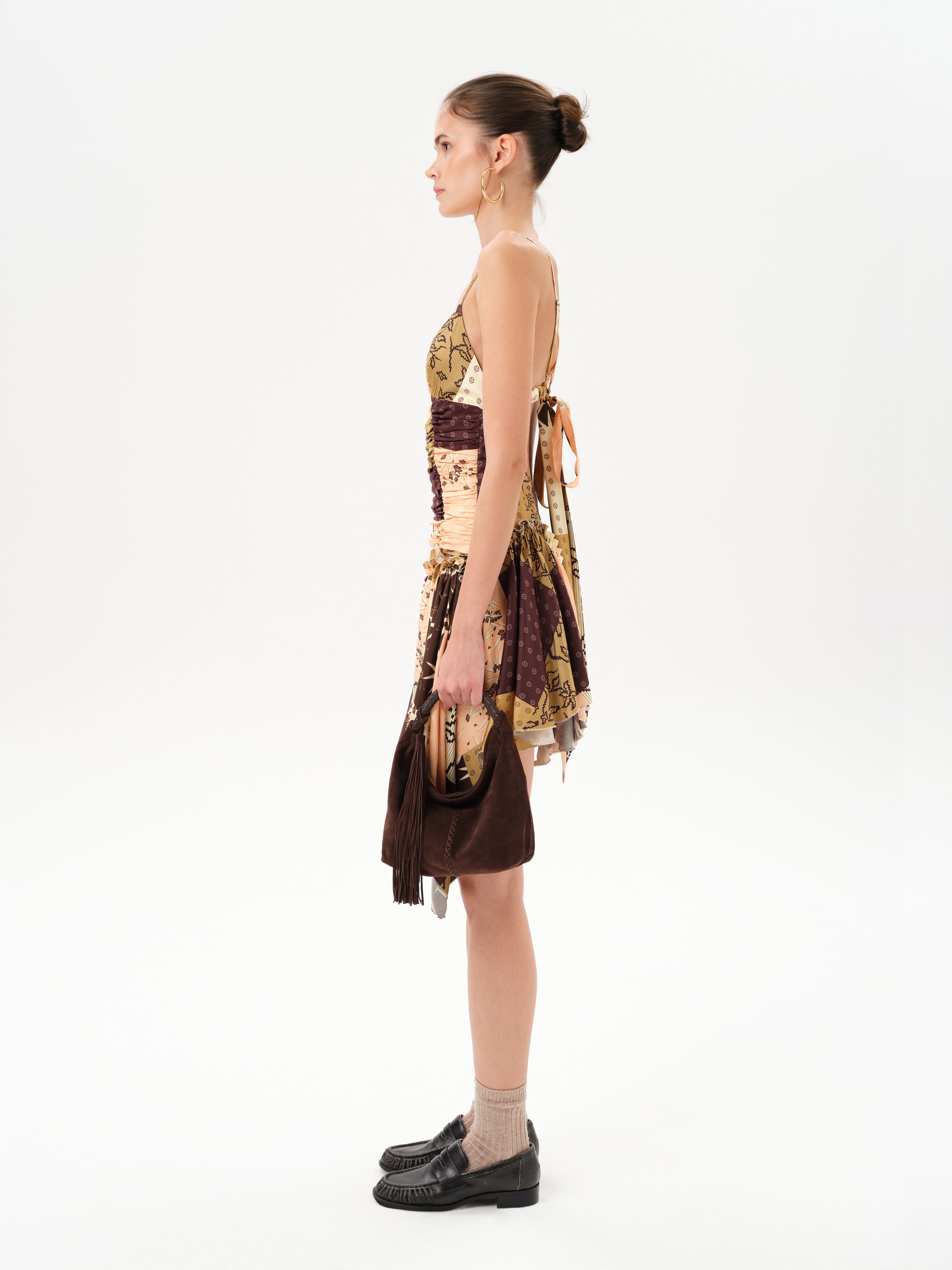 JAZ - Patchwork mini dress with ruffles