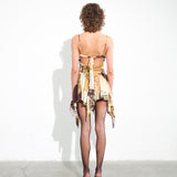 JAZ - Patchwork mini dress with ruffles