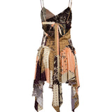 JAZ - Patchwork mini dress with ruffles