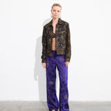 BRITY - Printed mid-rise satin pants