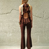 JESLYNN - Low-rise studded jersey flare pants
