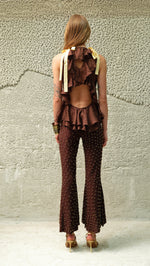 JESLYNN - Low-rise studded jersey flare pants