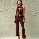 JESLYNN - Low-rise studded jersey flare pants