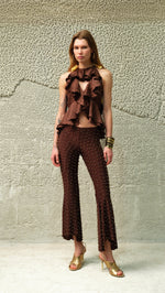 JESLYNN - Low-rise studded jersey flare pants