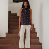 JESLYNN - Low-rise studded jersey flare pants