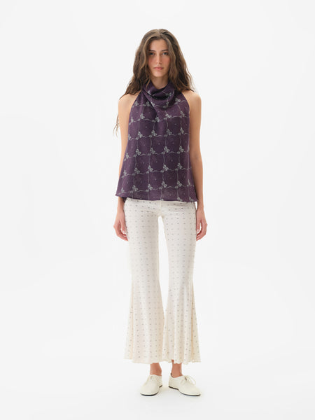 JESLYNN - Low-rise studded jersey flare pants by SIEDRÉS