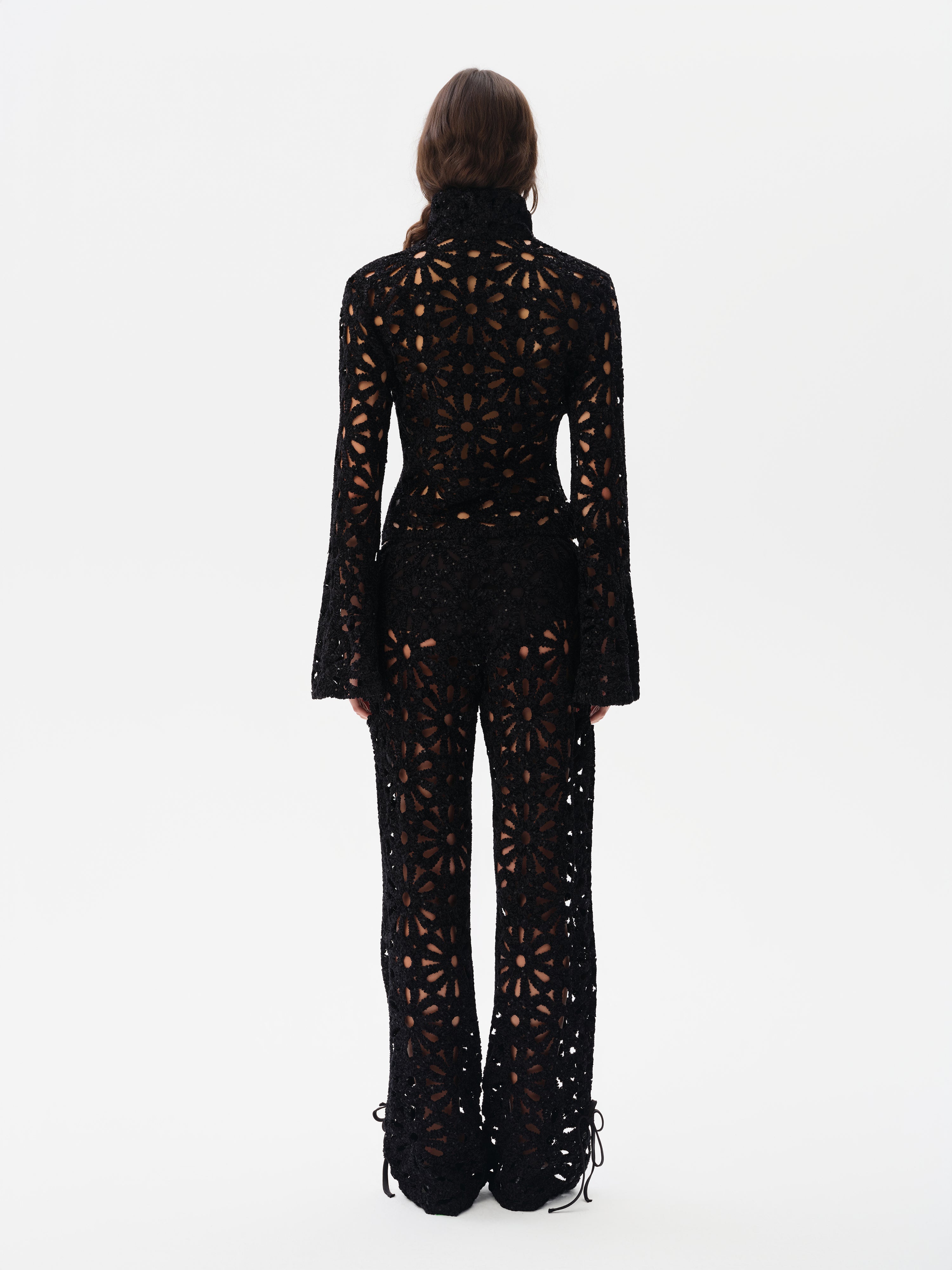 VIDA - Embroidered wide-leg pants with mini shorts