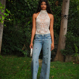 JUNIE - Beaded straight-leg jeans