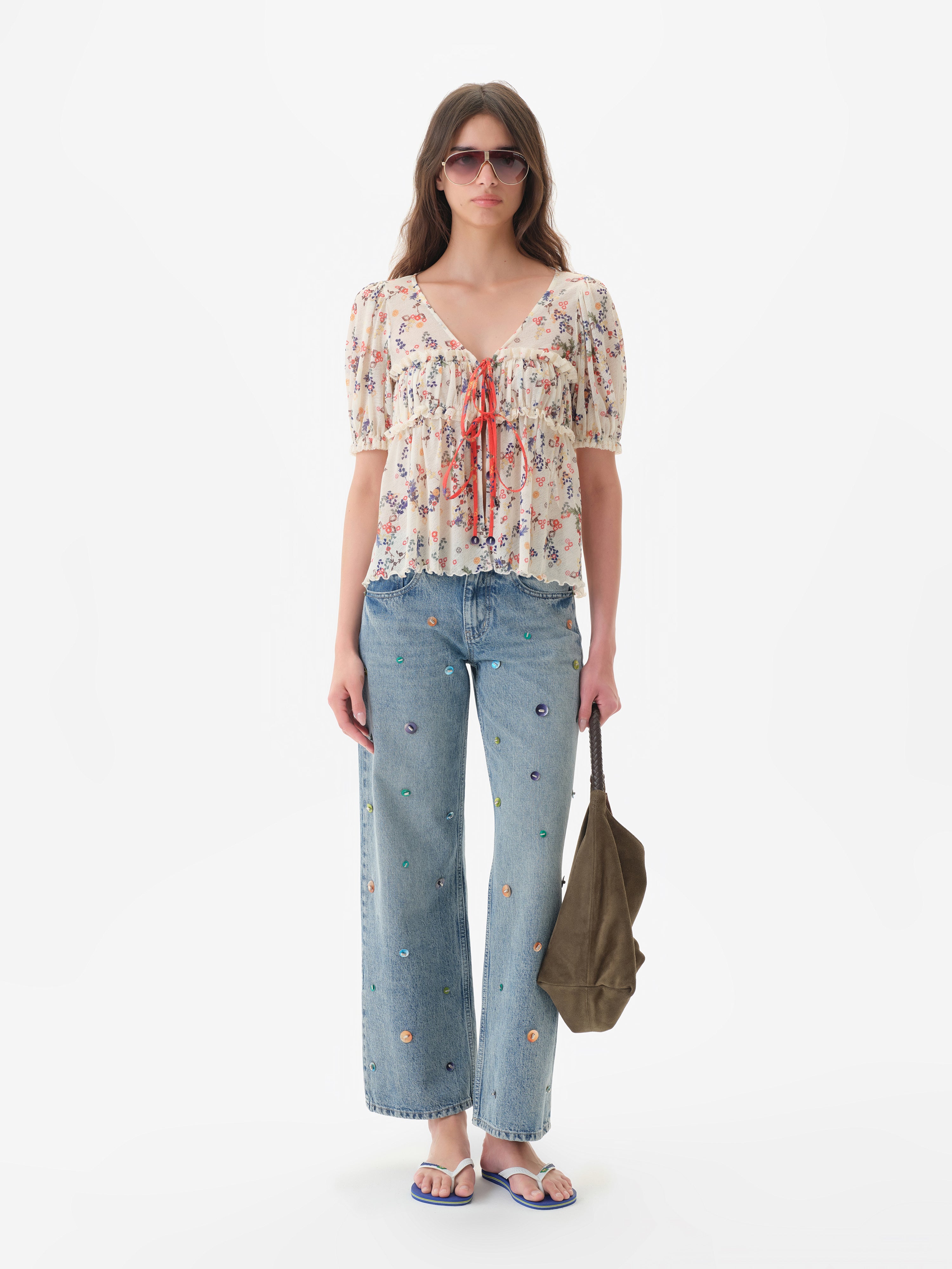 JUNIE - Beaded straight-leg jeans