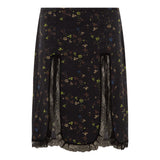 KAEN - Floral-print lace trimmed skirt with front slits