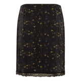 KAEN - Floral-print lace trimmed skirt with front slits