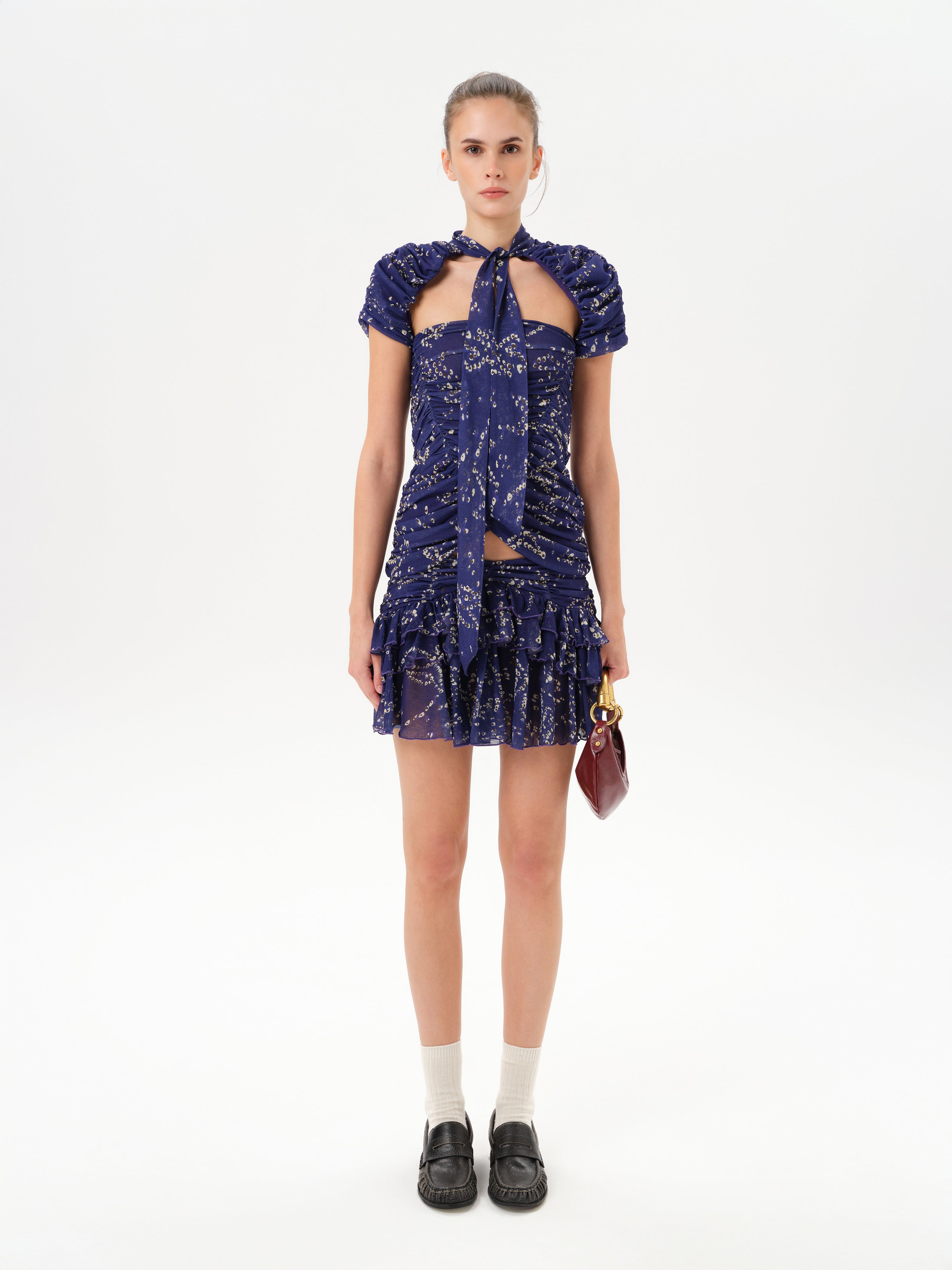 KAIA - Printed mini skirt with ruffles