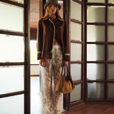 LEANE - Straight-leg crochet lace-up pants