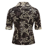 LENA - Contrast print velvet devoré short-sleeve polo
