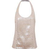 LORENZA - Sequined halterneck tank top