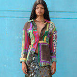 LOU - Patchwork print oversized button down shirt
