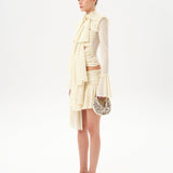 LUNA - Ruched semi sheer mesh top with layered front tie details