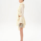 LUNA - Ruched semi sheer mesh top with layered front tie details