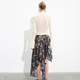 LUNELLE - Asymmetrical semi sheer midi skirt