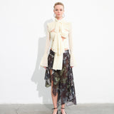 LUNELLE - Asymmetrical semi sheer midi skirt