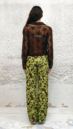 LUNET - Crochet lace long-sleeve shirt with contrast collar