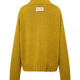 LUNIA - High v-neck chunky sweater with logo detail