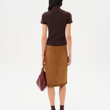 MAKI - Frill detailed suede midi skirt