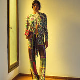 MANOCE - Patchwork print wide-leg pants with front tie