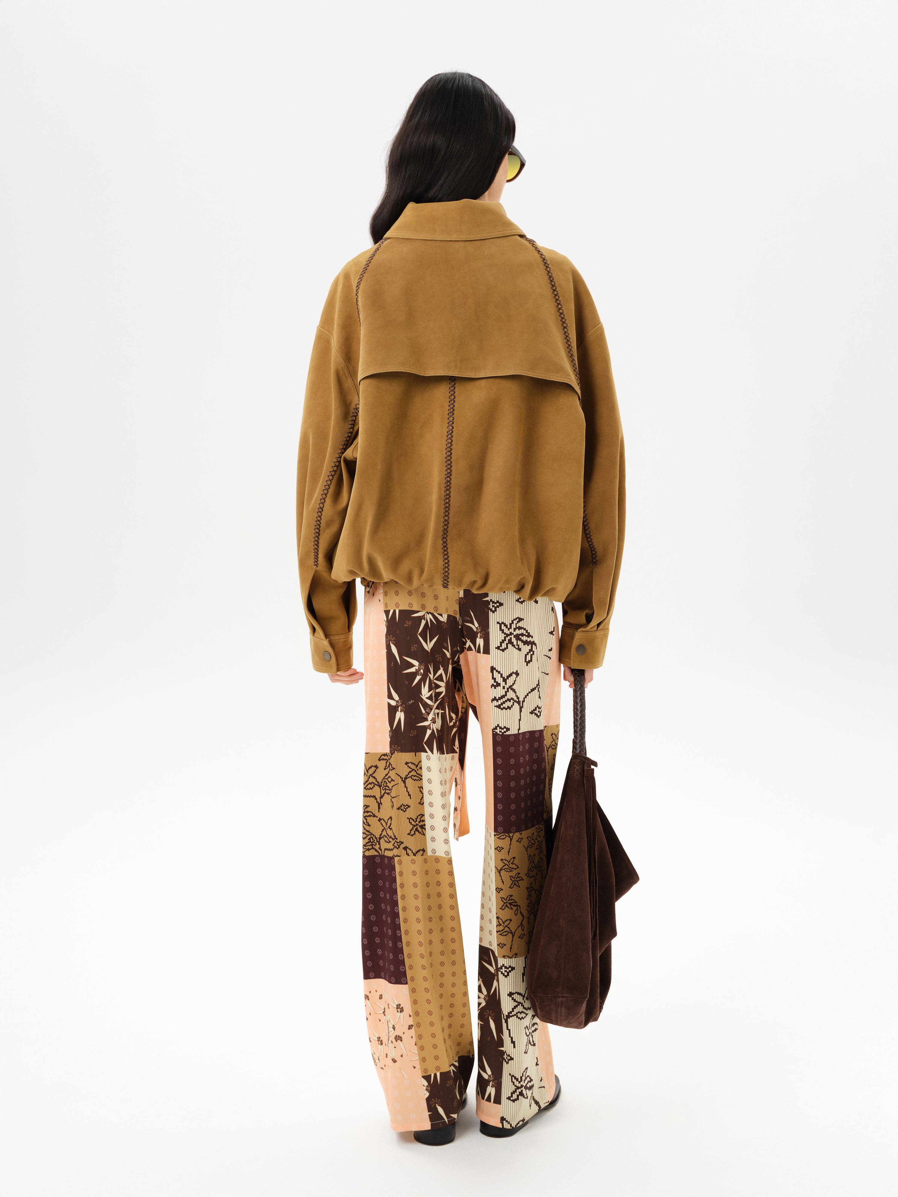 MANOCE - Front tie satin wide-leg pants