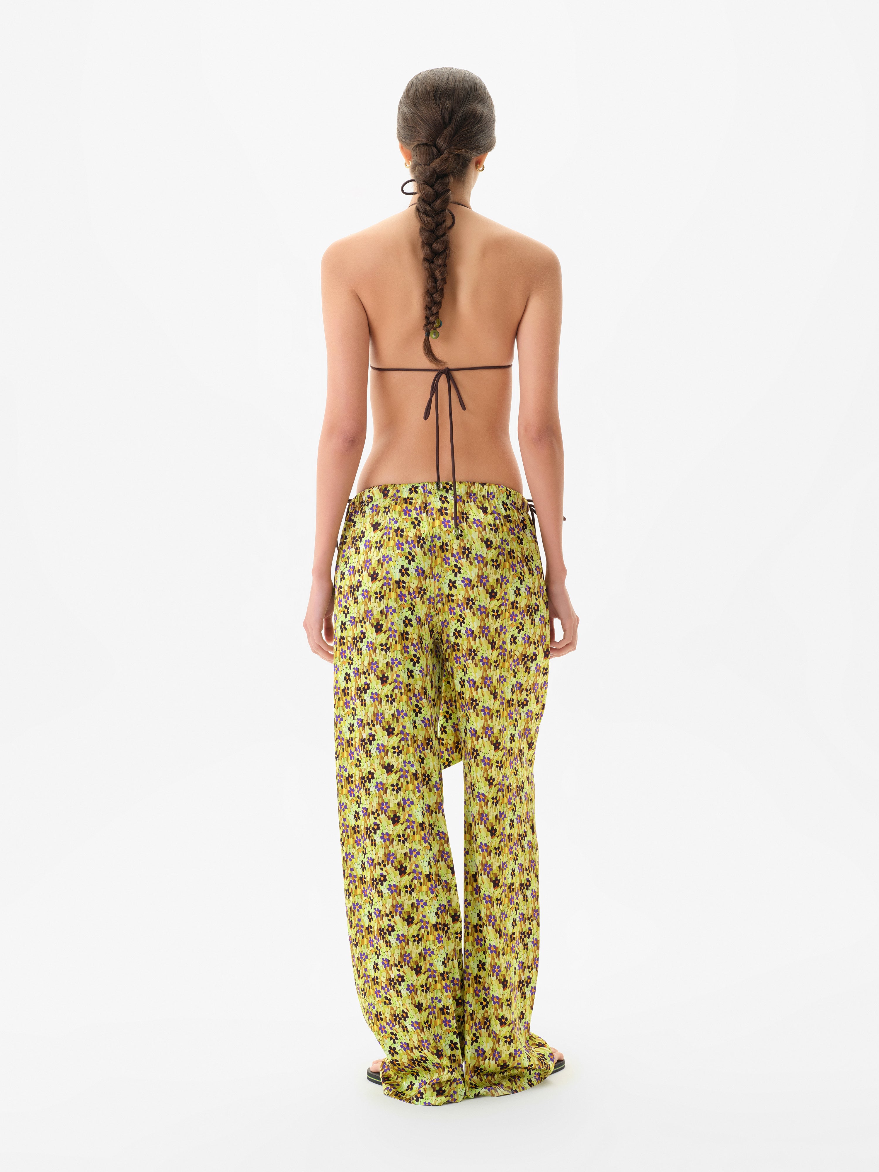 MANOCE - Front tie satin wide-leg pants