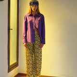 MANOCE - Front tie satin wide-leg pants