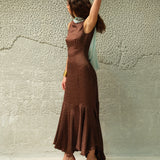 MANON - Jacquard satin maxi dress with draped back detail