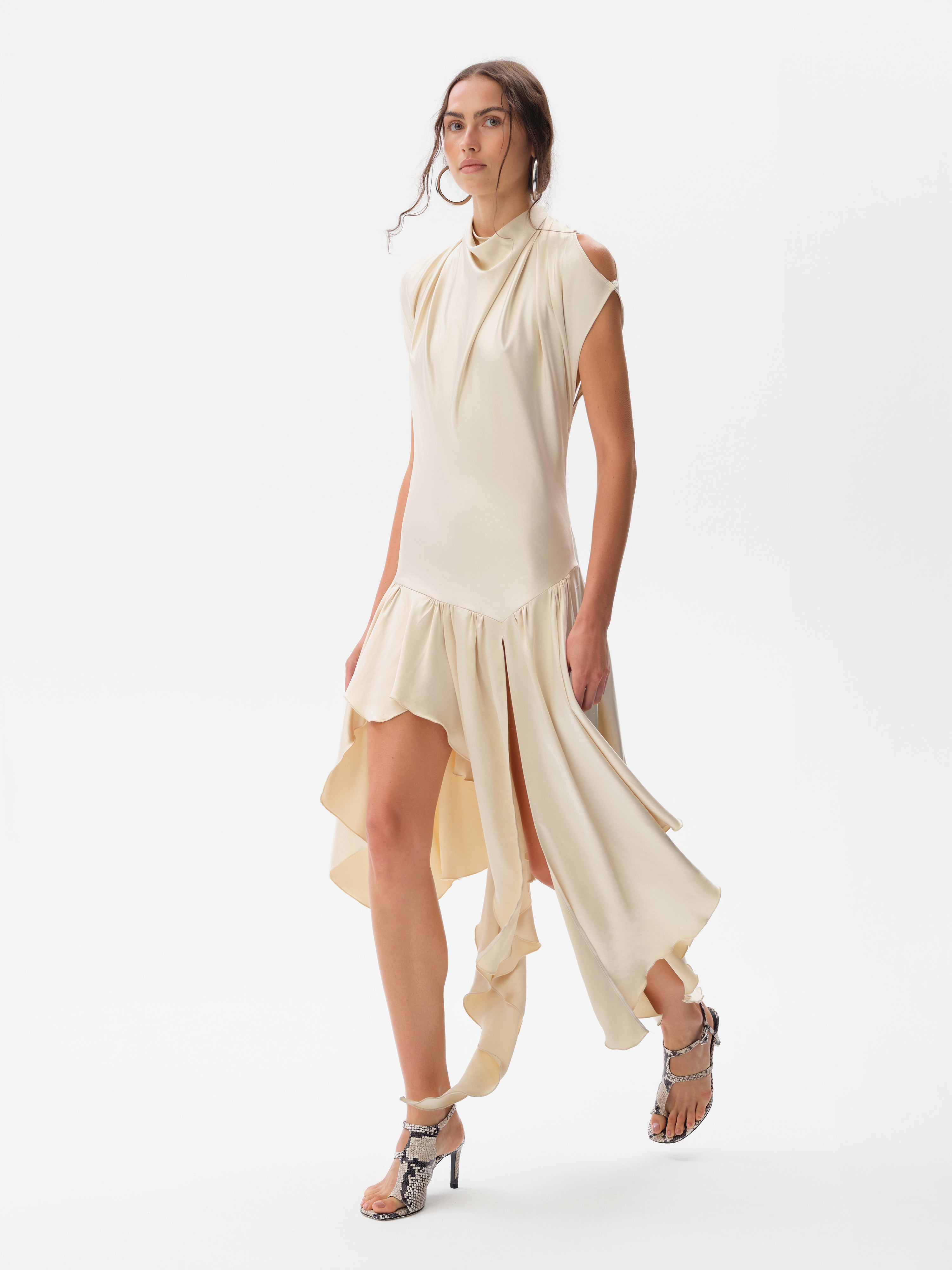 MAREN - Open-back satin asymmetric dress