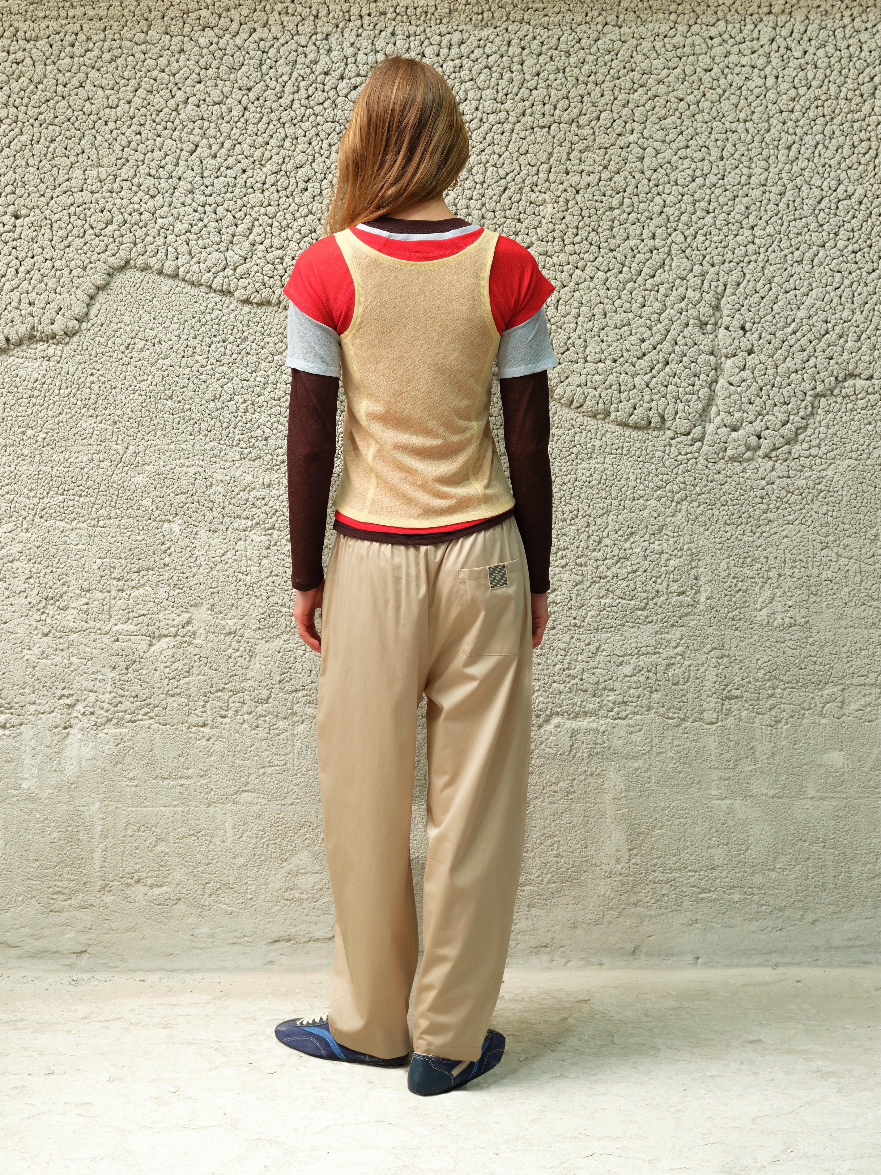 MEL - Color-block layered mesh long sleeve top