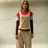MEL - Color-block layered mesh long sleeve top