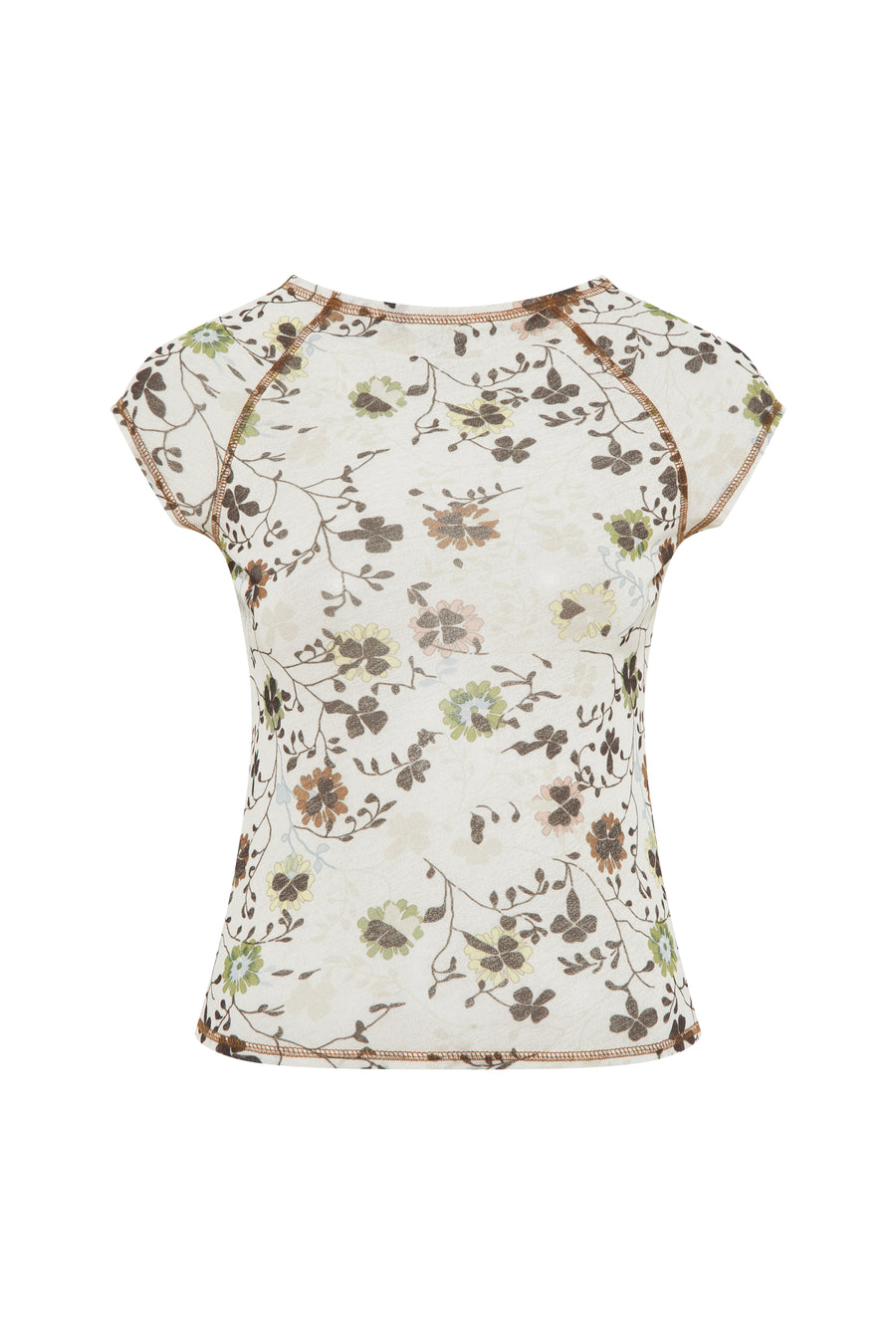 MERS - Floral printed t-shirt with contrast stitching