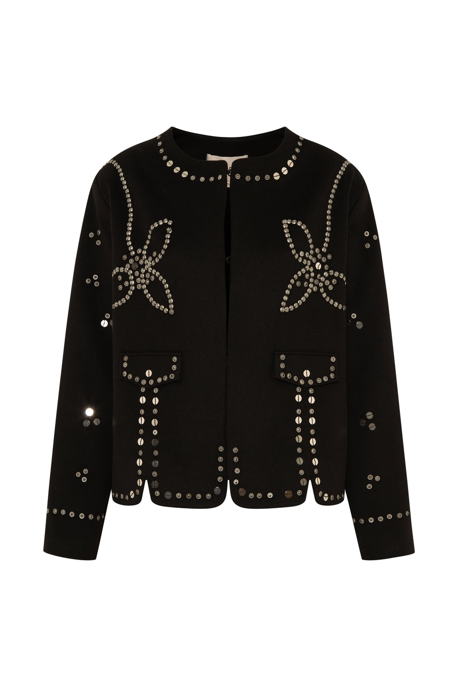 METZY - Cropped embellished and stud detailed jacket