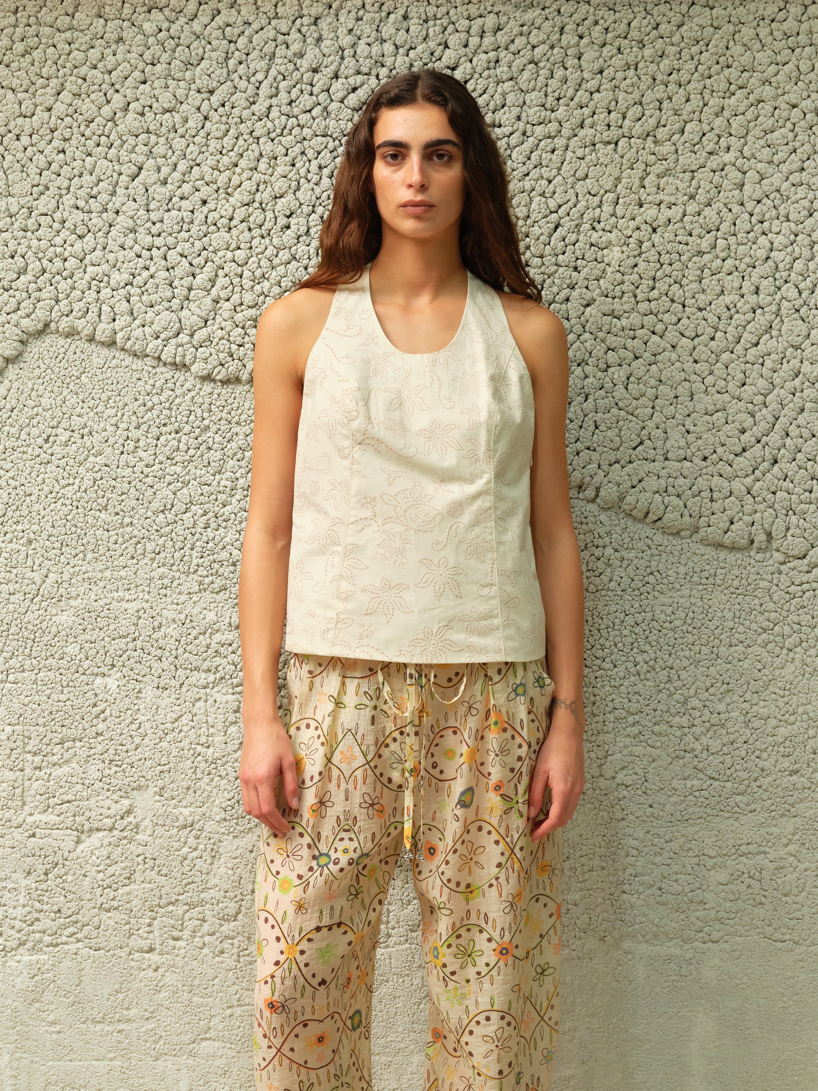 MIEL - Open-back textured halter neck top