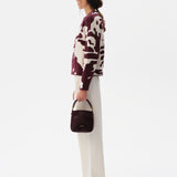 MIENA - Boxy-fit jacquard knit crewneck sweater