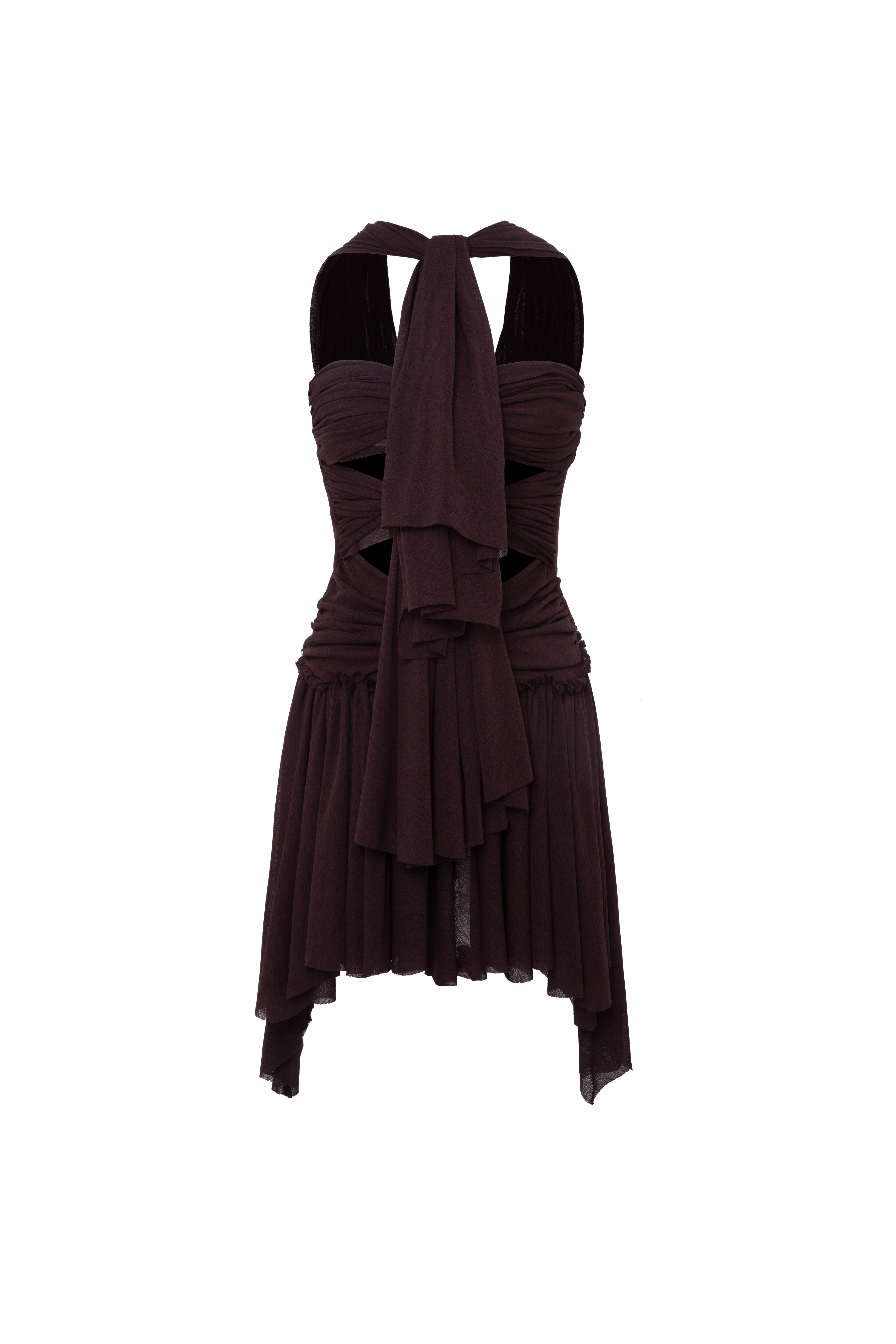 MILLY - Mini mesh dress with cut-out details - Brown M MILLY - Mini mesh dress with cut-out details - Brown M