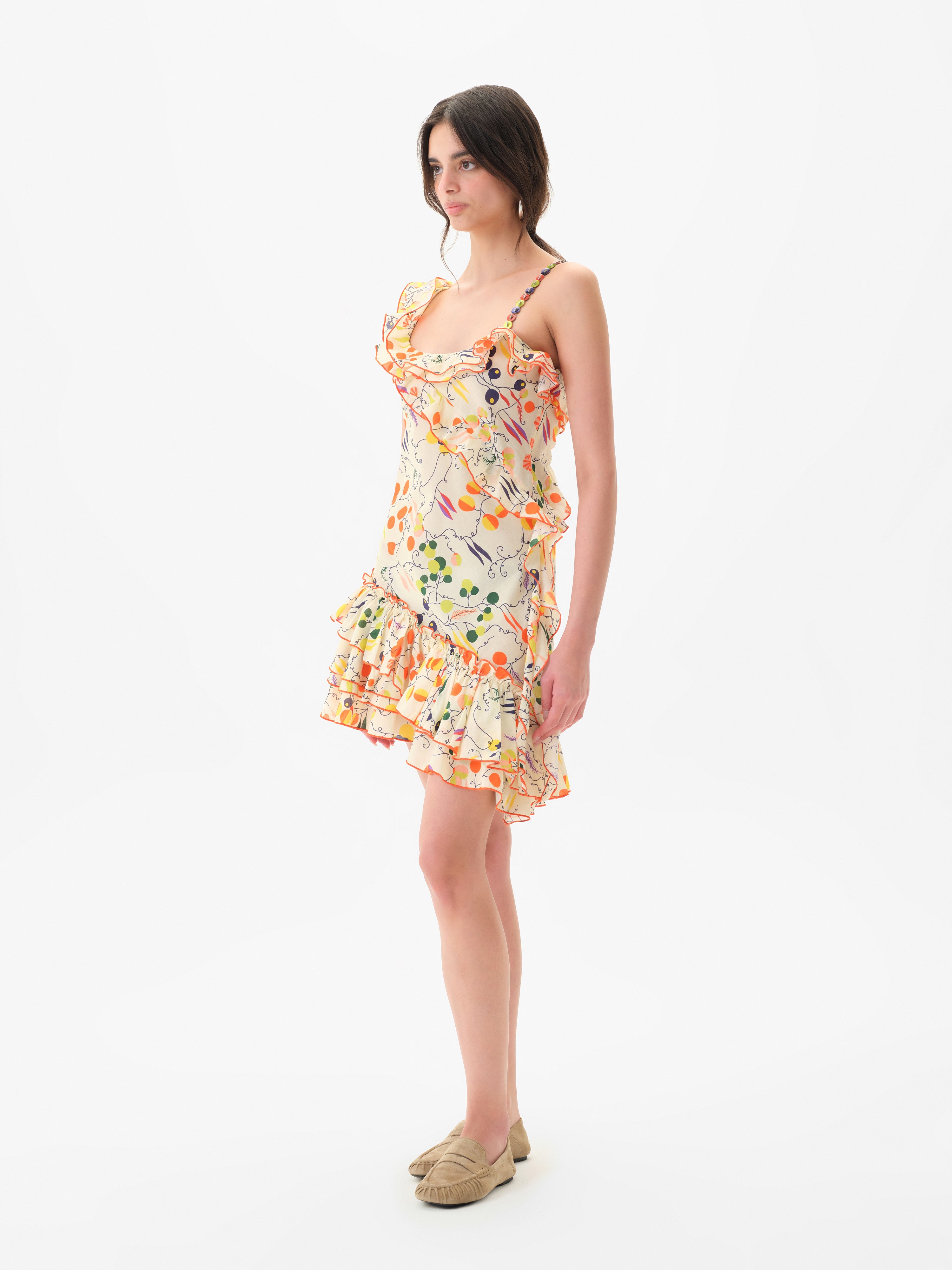 MIMIKA - Printed mini dress with ruffle detailing