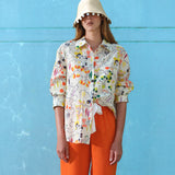 MIRNA - Floral print mother-of-pearl button down shirt