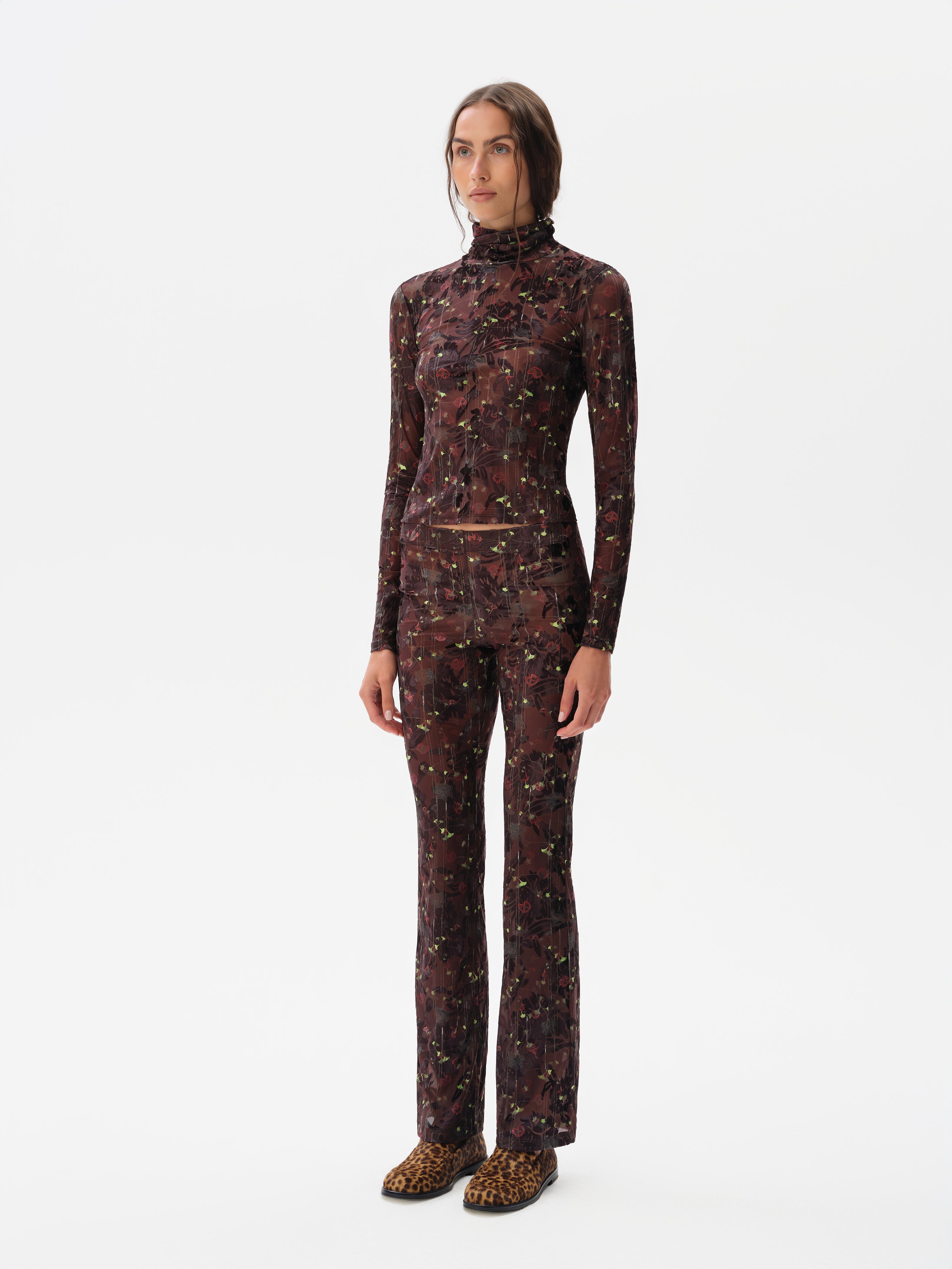 MON - Turtleneck velvet top with devoré detail
