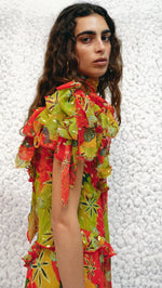 MONICA - Ruffled  chiffon maxi dress with scarf detail