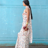 MONICA - Ruffled devoré chiffon maxi dress with scarf detail