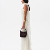 MONICA - Ruffled chiffon glitter maxi dress
