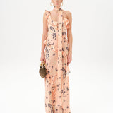 MONICA - Ruffled satin maxi dress